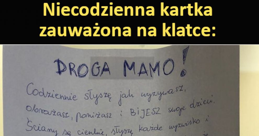 Niecodzienna kartka zauważona na klatce D JebZmeme pl